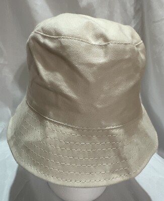 Bucket Hat Lt Beige Cap With Sunset & Palm Trees Embroidered