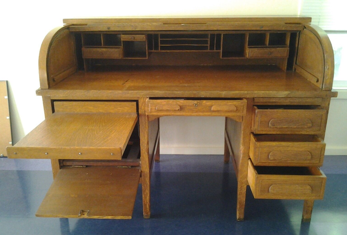 Standard brand Roll Top Desk, possibly used by US Treasury in 70s