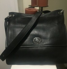 New Rachel Roy Accordion Black Leather Cross Body Bag