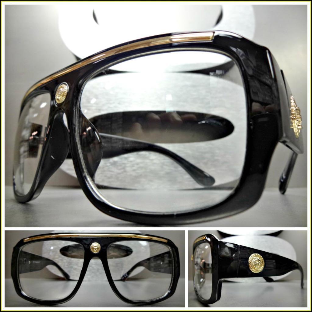 Men's Retro Hip Hop Eyeglasses - Clear Lens, Thick Black Frame, Oversized Style