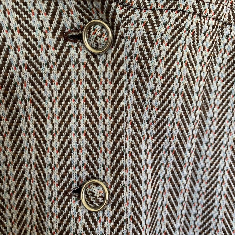 Camisa Chaqueta Vintage Marrón Rayas Mujer’s 2XL Hecha a Mano Retro LEER 70’s Foto 4 de 4