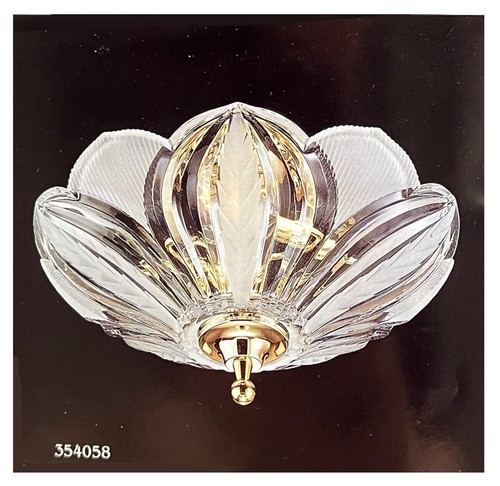 13" Ceiling Semi-Flush Light Fixture Polished Brass 24% Lead Crystal NEW 354058