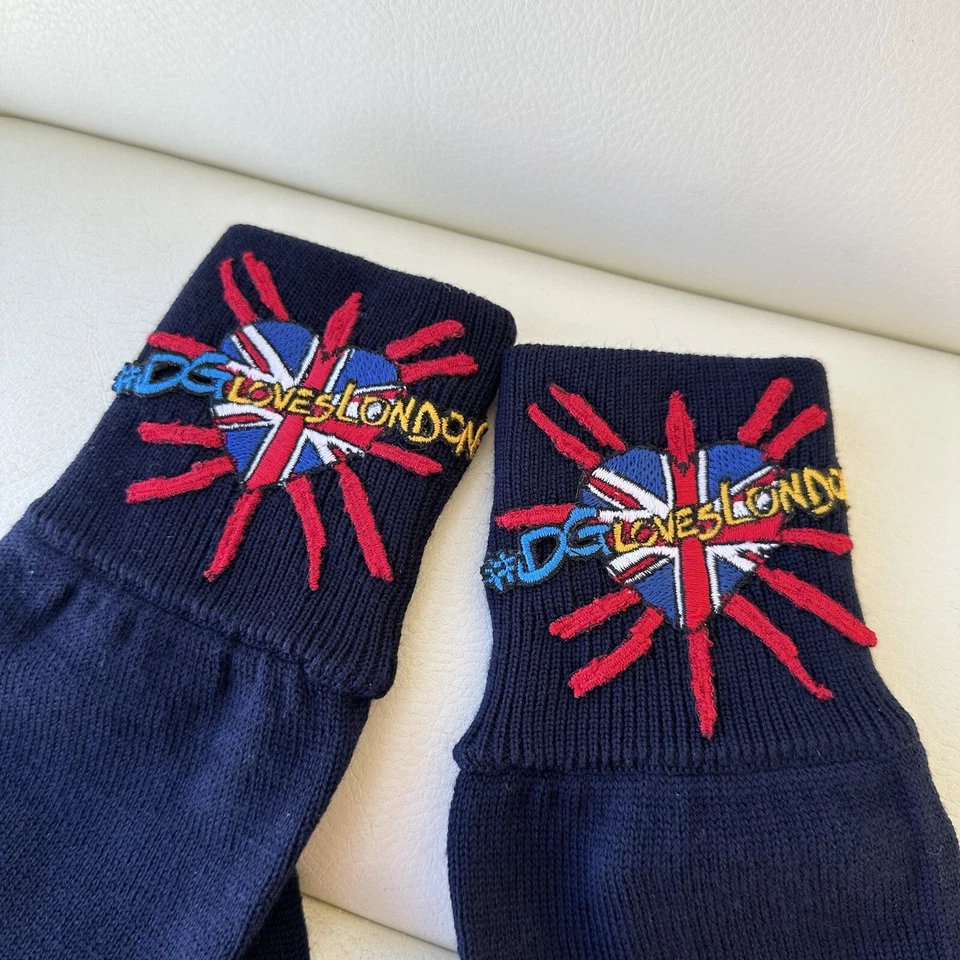 NUEVO & GABBANA Guantes Lana Azul #DGLovesLondon Mitón Bordado PVP $400 Foto 4 de 4