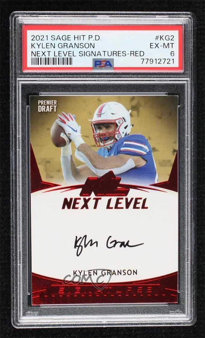 Kylen Granson Sage Hit Premier Draft Next Level Signatures #KG2 Red