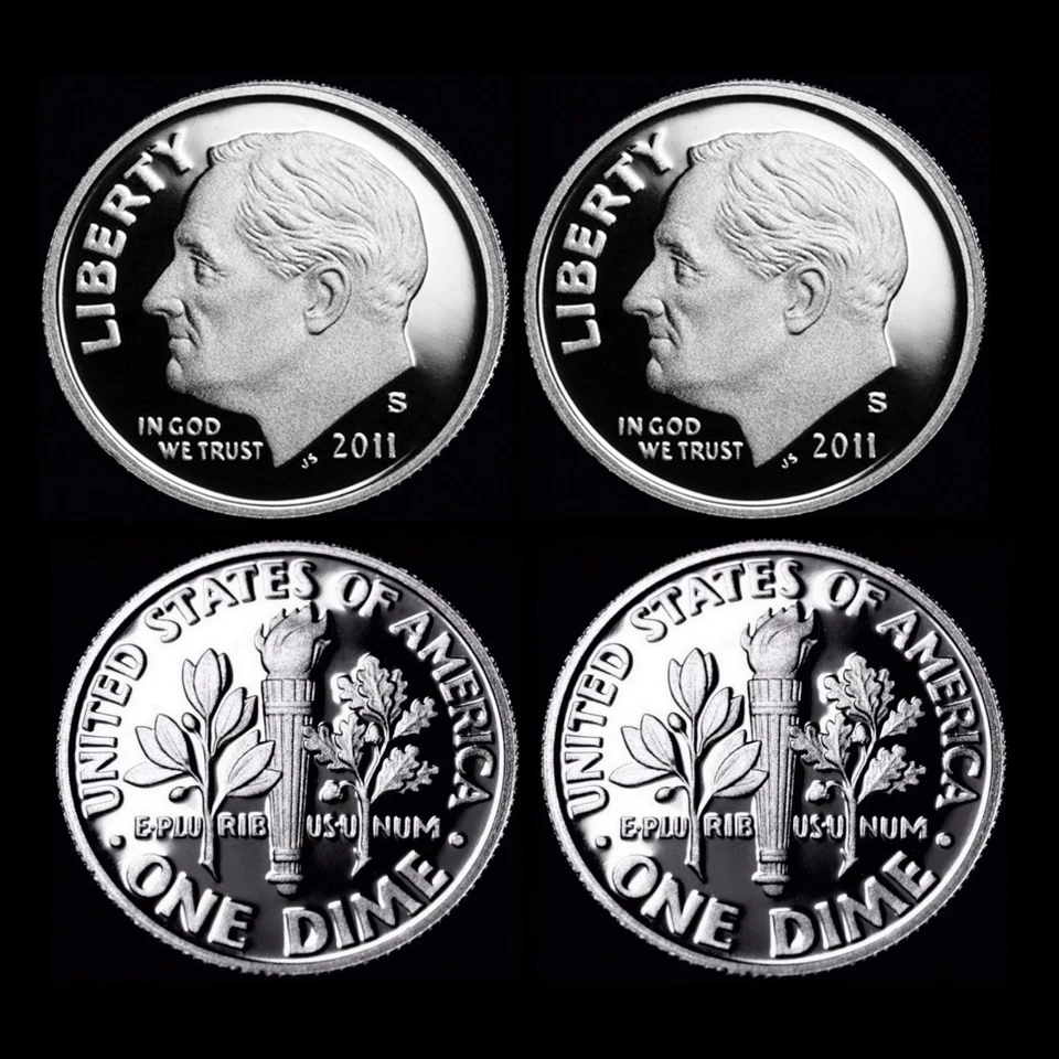 2011 P+D+S+S Roosevelt Dime Set ~ Silver & Clad Proof ~ PD Mint Wrap & Bank Roll - Image 2 of 4