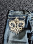 Grace in LA Straight Flair Low-rise Jeans Distressed Pretty Rhinestones Size 27 — photo 8
