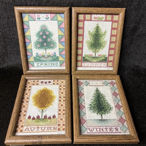 Four Seasons Completed Framed Cross Stitch Seasonal Set Of 4