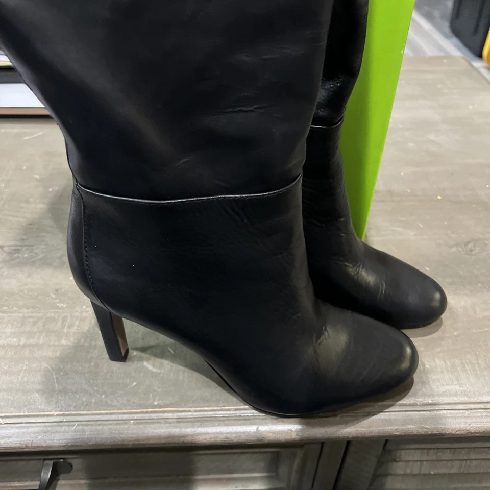 Botas altas Sam Edelman Shauna de cuero negro para mujer 7 1/2 M Foto 3 de 4