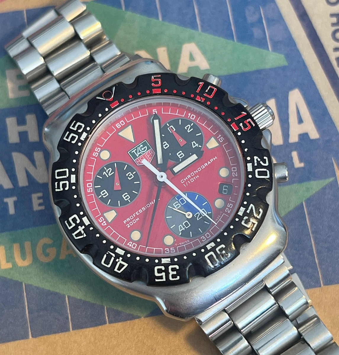 Tag Heuer Formula 1 Chronograph SS Ferrari Red CA1215 Rare Watch