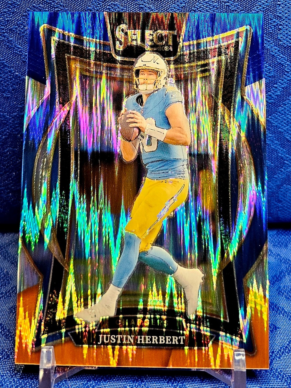 2024 Panini Select-Justin Herbert #41 Blue and Orange Prizm Shock 35/35 SSP!