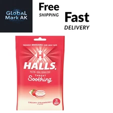 HALLS Throat Soothing Creamy Strawberry Drops, 25 Count (Previously HALLS Breeze