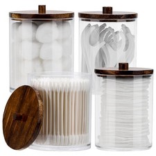 4 Pack Qtip Holder Dispenser Cotton , Cotton Swab, Floss - 12oz, 10 oz Clear ...
