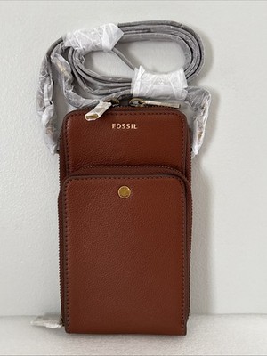 Fossil Sofia Brown Leather Phone Case Crossbody Wallet | eBay