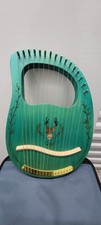 Cega 19-String Lyre Harp Mahogany Finish Green Portable Lightweight 38cm