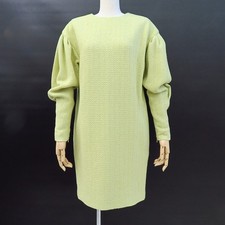 Chanel Here Mark Dress Yellow Green Size 34 Made in France with Tag
