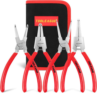 4-Piece Snap Ring Pliers Set 7'' Internal External Straight Bent Heavy Duty
