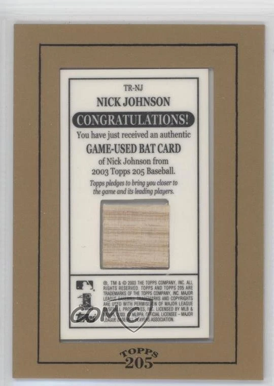 2003 Topps 205 Framed Relics Nick Johnson #TR-NJ - Image 2 of 2