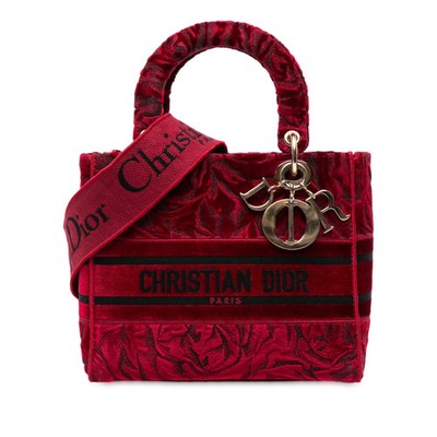 Dior Medium Bestickt Velours Roses Lady D Lite