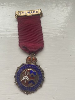 Royal Masonic Benevolent Institution steward medal 1924