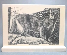 Montana Marble "Mountain Sentry"  Lion Laser Etching Cultured Marble & Base NOS