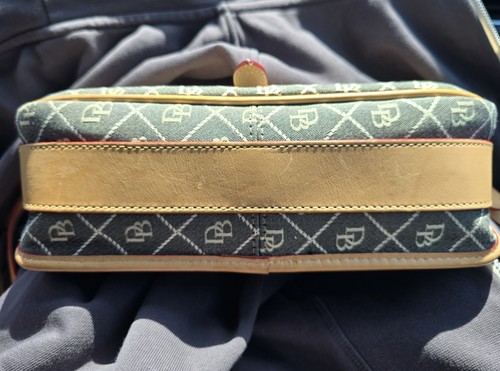 DOONEY & BOURKE Grey Canvas And Tan Leather Flap Crossbody Shoulder Bag - Picture 10 of 10