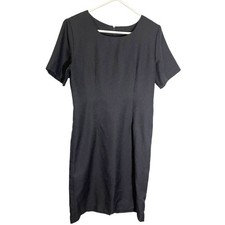 Two Twenty 14 Black Sheath Dress Short Sleeve Scoop Neck Formal Professional