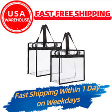2 Pack Stadium Approved Clear Tote Bags with Handles for Beach Concert, 12x6x12