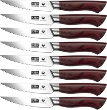 Steak Knife Set 8 Pieces, 4.5 Inch Super Sharp High Carbon Stainless Steel Steak