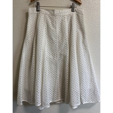 White Lace Eyelet A Line Skirt Prairie Preppy Cottage Festival Women  s Size 2