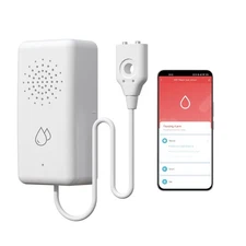 WiFi Water Leak Detector, Smart Water Sensor with Cable, 85dB Audio/App/SMS/E...