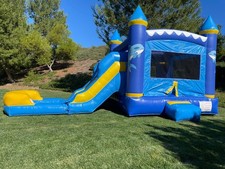 Commercial Inflatable Dolphin Combo Bounce House Slide Pool Bumper 1.5HP Blower