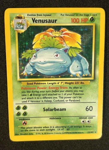 Pokémon TCG Venusaur 15/102 Base Set Holo Vintage 1999 WOTC Moderately Played