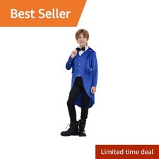 HGZXQMN Boys Steampunk Tailcoat Blue Size 140 9-10Years Victorian Vampire