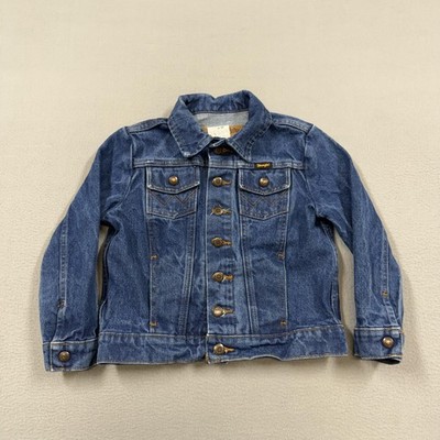 Wrangler Jacket Youth Small Blue Denim Authentic Western Trucker Button Casual