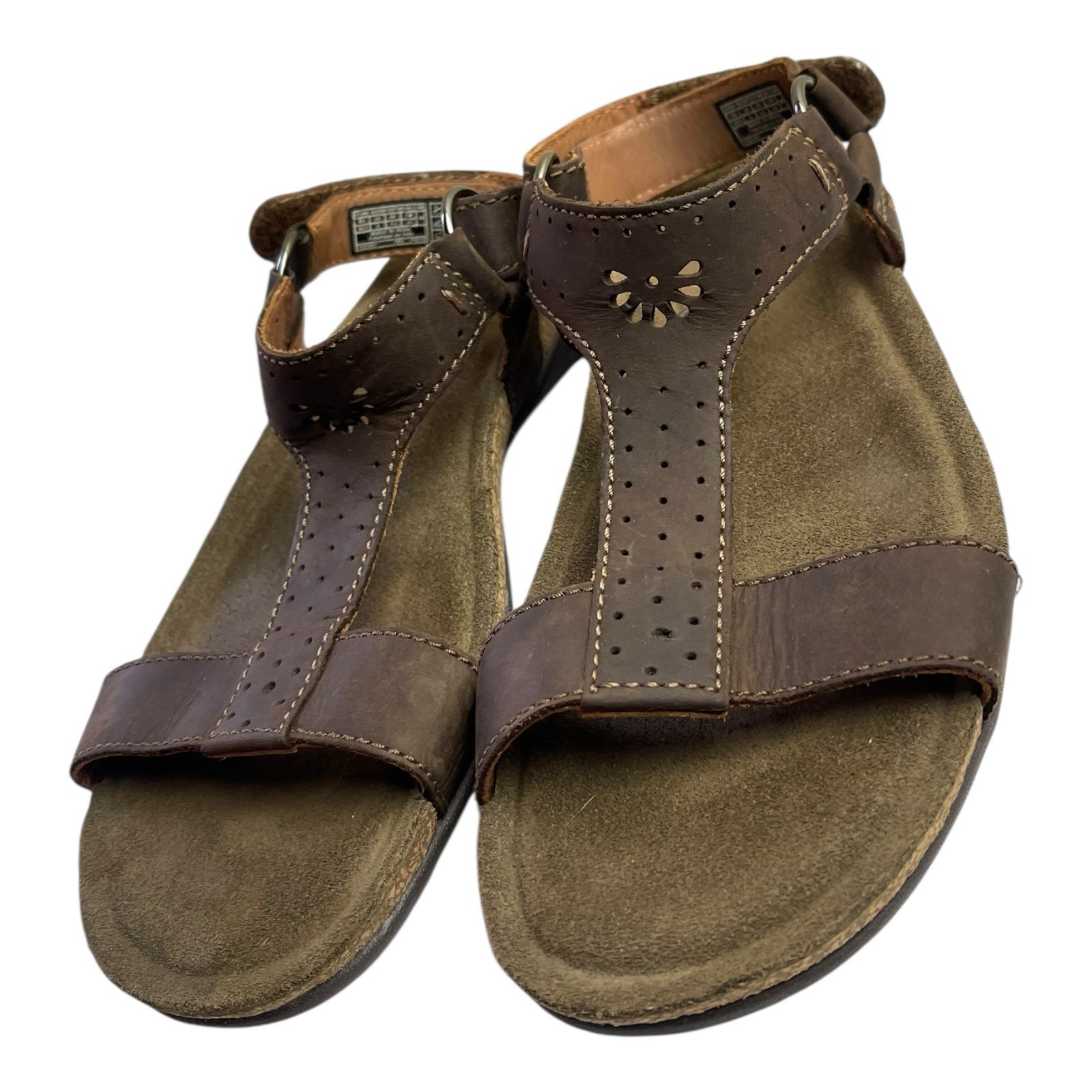 Sandali KEEN Kaci Ana donna taglia 8 pelle marrone cinturino a T Keen Cushu comodi