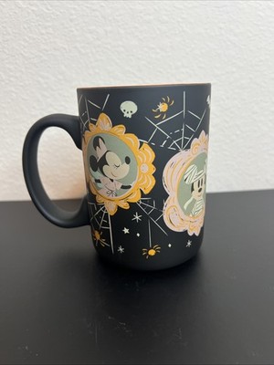 Disney Halloween Black  Mug Mickey Minnie Donald Pluto Spiders Webs