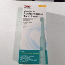 CVS WaveSonic Rechargeable Toothbrush with Soft Bristles Green New Sealed Box