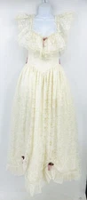 Gunne Sax Jessica McClintock Dress Ivory Floral Lace Size 7
