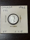 1962 Canada 10 Cents Dime, .800 Silver Coin