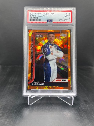 2025 Topps Chrome Sapphire F1 Isack Hadjar RC Portrait Orange 14/25 PSA 9 #12