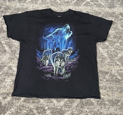 Dom Wolf T-Shirt Black Howling Wolves Size 2XL