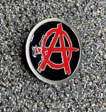 Vintage Pewter Anarchy Belt Buckle Punk 4572 Great American Products NOS 2.75”