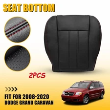 For 2008-2020 Dodge Grand Caravan Driver Bottom Leather Seat Cover 2X Red Seam
