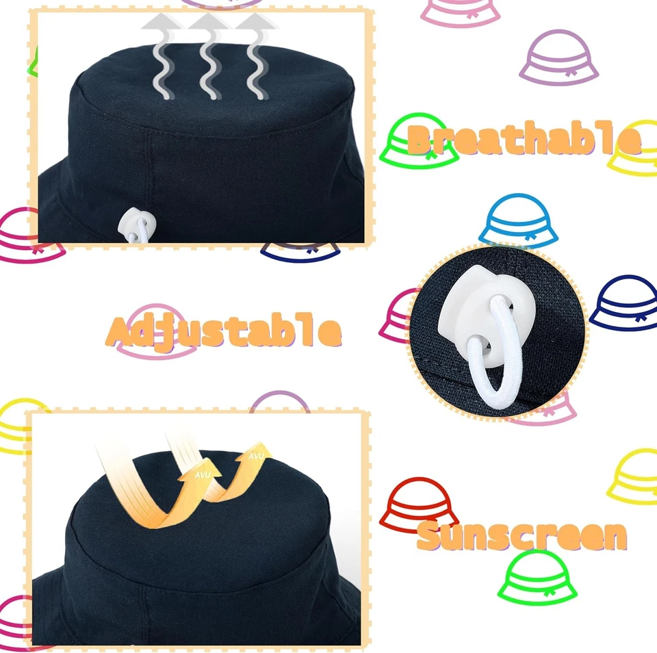 Sombrero para el sol para bebé niño pequeño cubo de verano sombreros de playa para niñas 2-4T, blanco  Foto 2 de 4