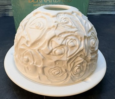Bernardaud De Limoges France Bouquet Of Roses Lithophane Tea Light Candle Holder