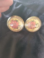 Bridle Rosette's Xmas  Poinsettias 2 in brass and glass