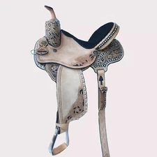 Barrel Racing Western Leather Cowhide Horse Saddle with Tack– Seat Sizes 12"-18"