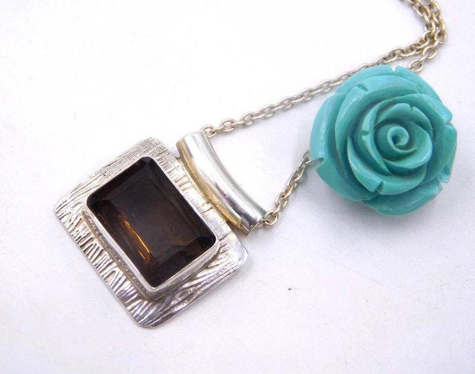 Pingente de pedra preciosa corte quartzo natural prata esterlina 925 4,80 gm tamanho 0,85" - Imagem 4 de 4