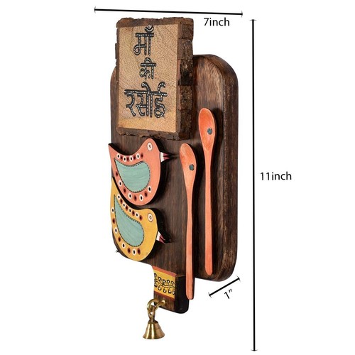 Maa Ki Rasoi Wall Decorative Hanging Board in Walnut Brown, 7X1X11 Inches Gift - Picture 8 of 10
