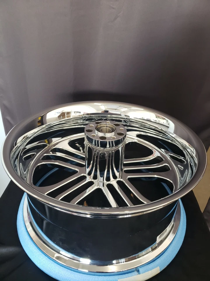 Para Harley ADN Tenzo Cromo CNC BILLET Aleación de Aluminio Rueda Ancha 18" x 8.5"  Foto 2 de 4
